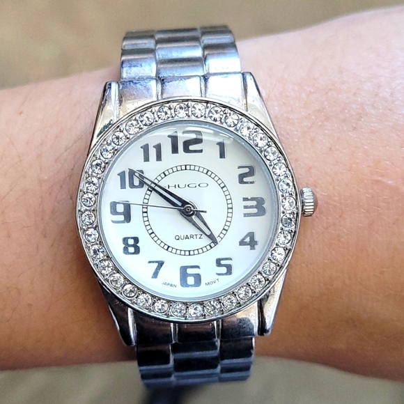 Vintage Hugo Boss Cuff Watch with Rhinestone Trim - Picture 1 of 4